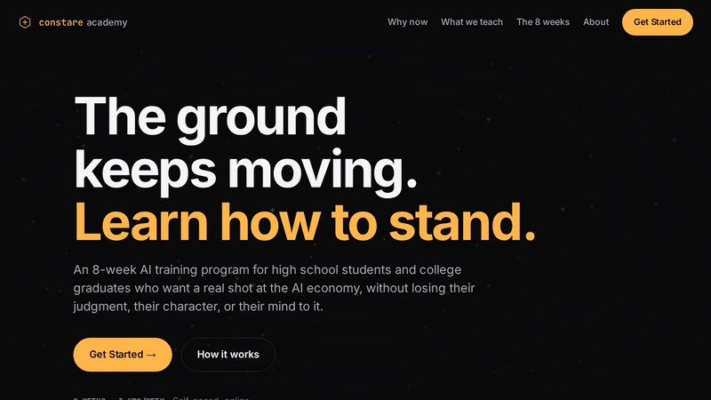 Constare Academy hero — The ground keeps moving. Learn how to stand.