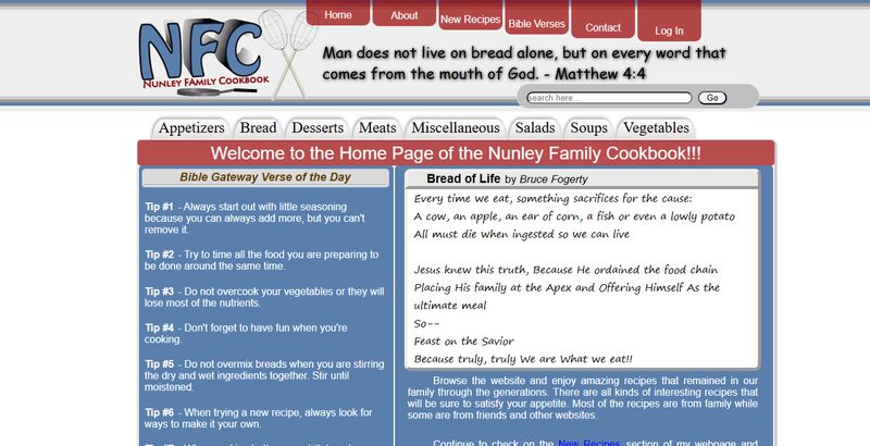 Nunley Family Cookbook website